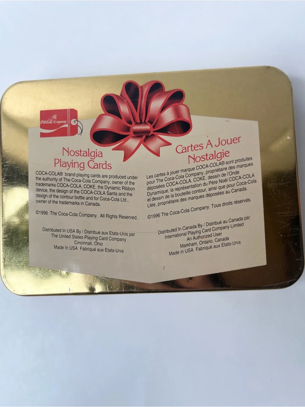 1996 Coca-cola Nostalgia Playing Cards With Christmas Tin Santa Claus